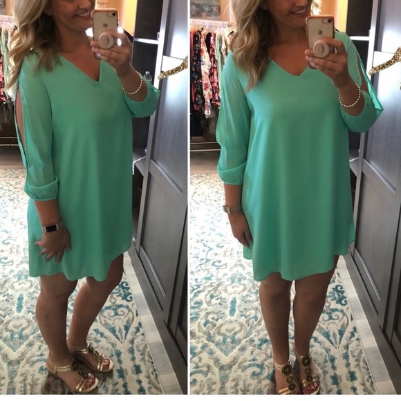 🆕 V-neck Split-sleeved FULLY LINED Dress, Made USA🇺🇸 - Picture 3 of 6